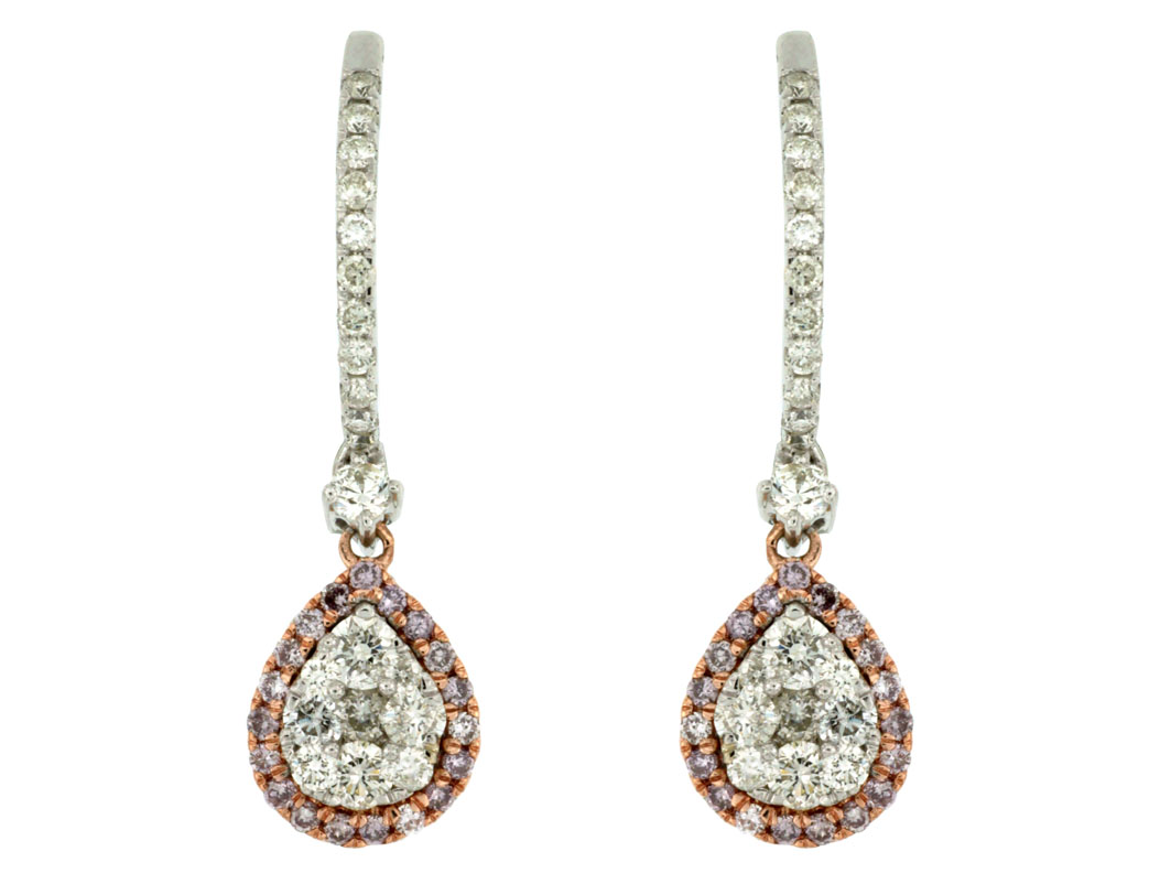 WHITE & PINK DIAMOND EARRING