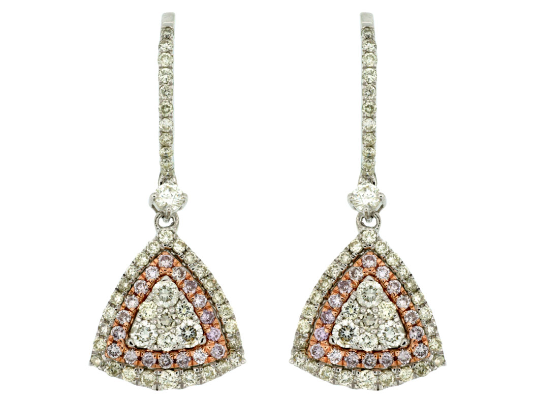 WHITE & PINK DIAMOND EARRING