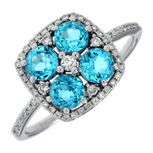 BLUE TOPAZ & DIAMOND RING