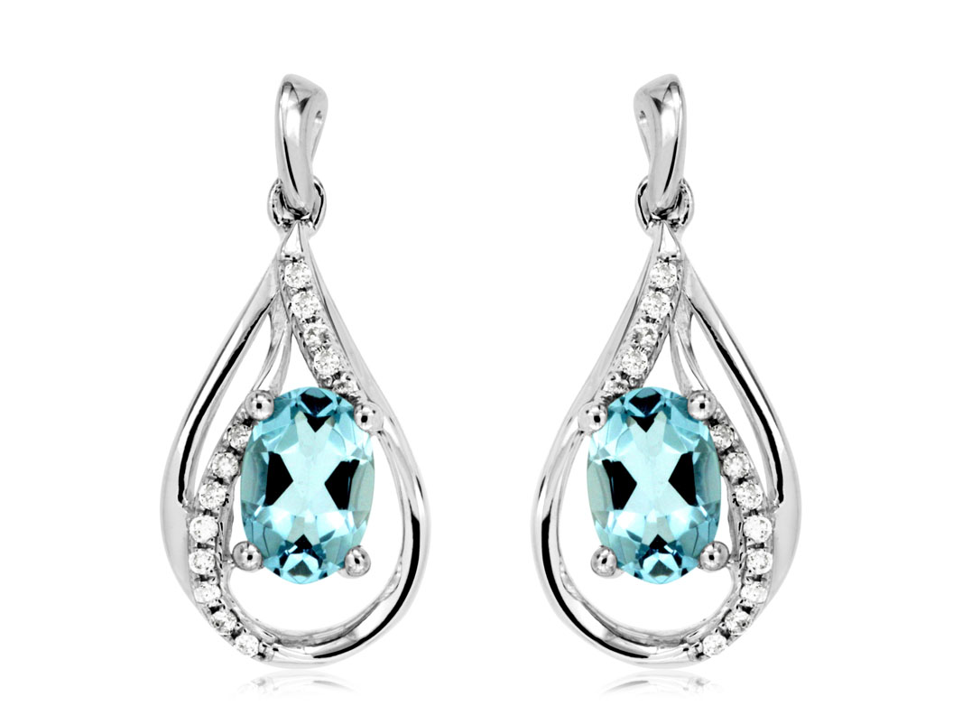 AQUAMARINE & DIAMOND EARRING
