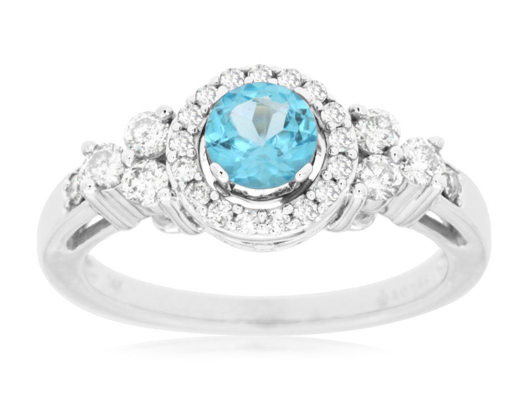 BLUE TOPAZ & DIAMOND RING