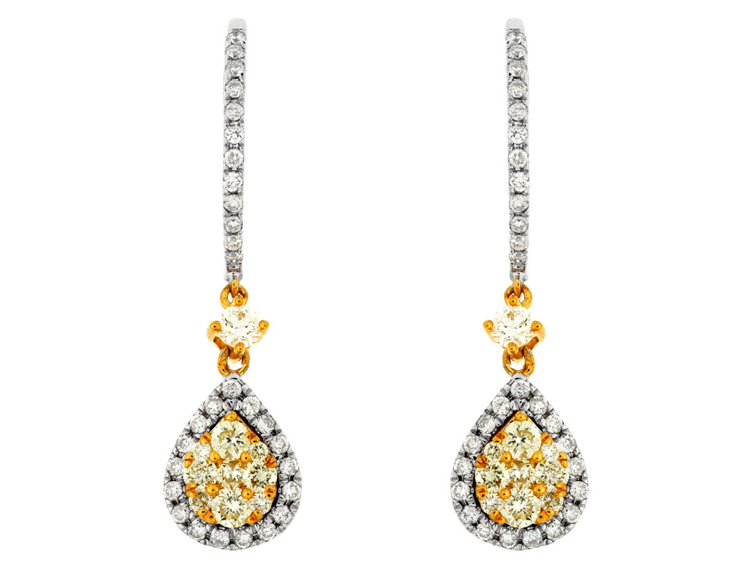 YELLOW DIA & DIAMOND EARRING