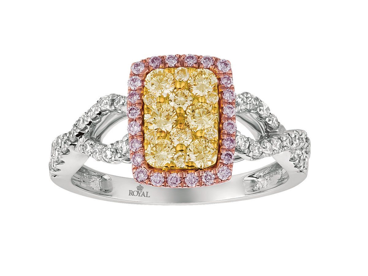 WHITE&YELLOW&PINK DIAMOND RING