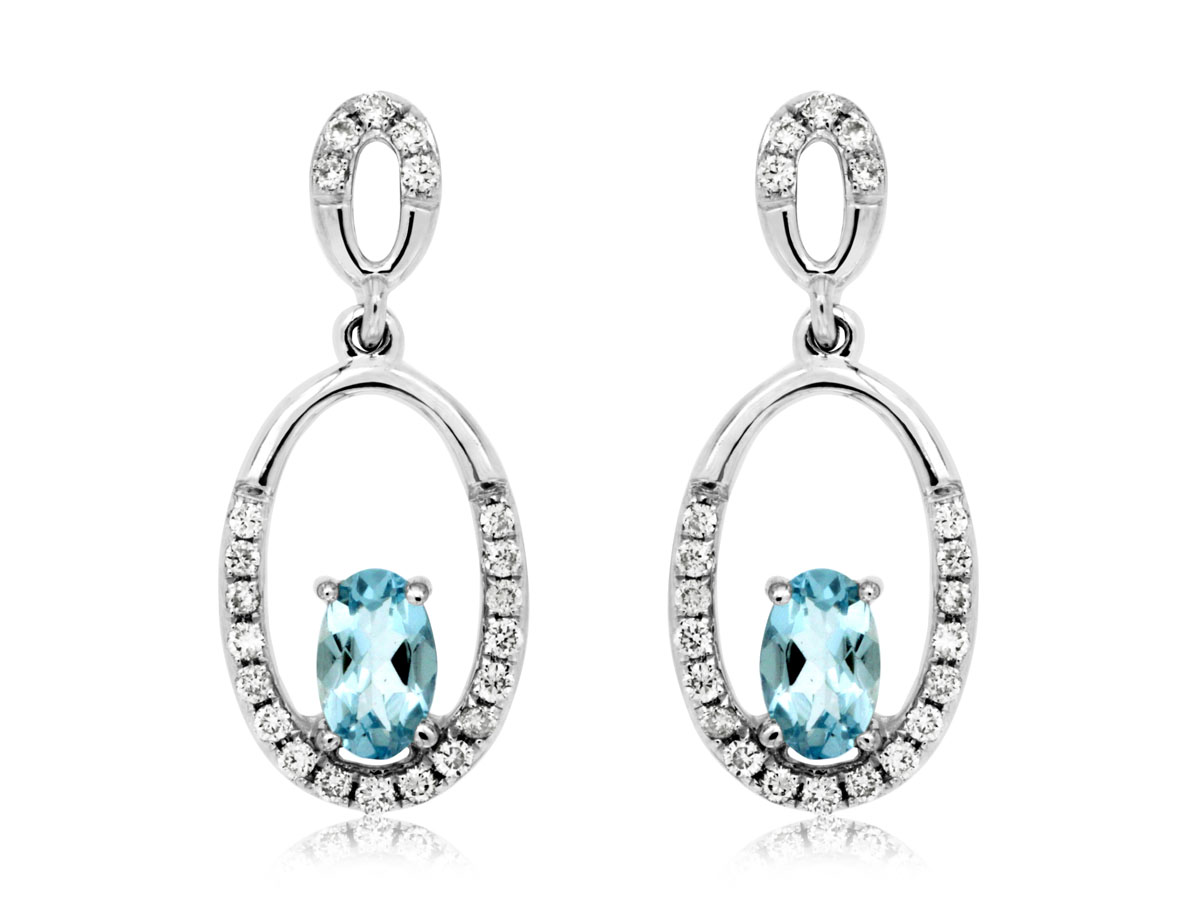 AQUAMARINE & DIAMOND EARRING
