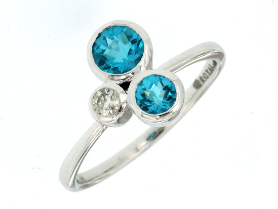 BLUE TOPAZ & DIAMOND RING