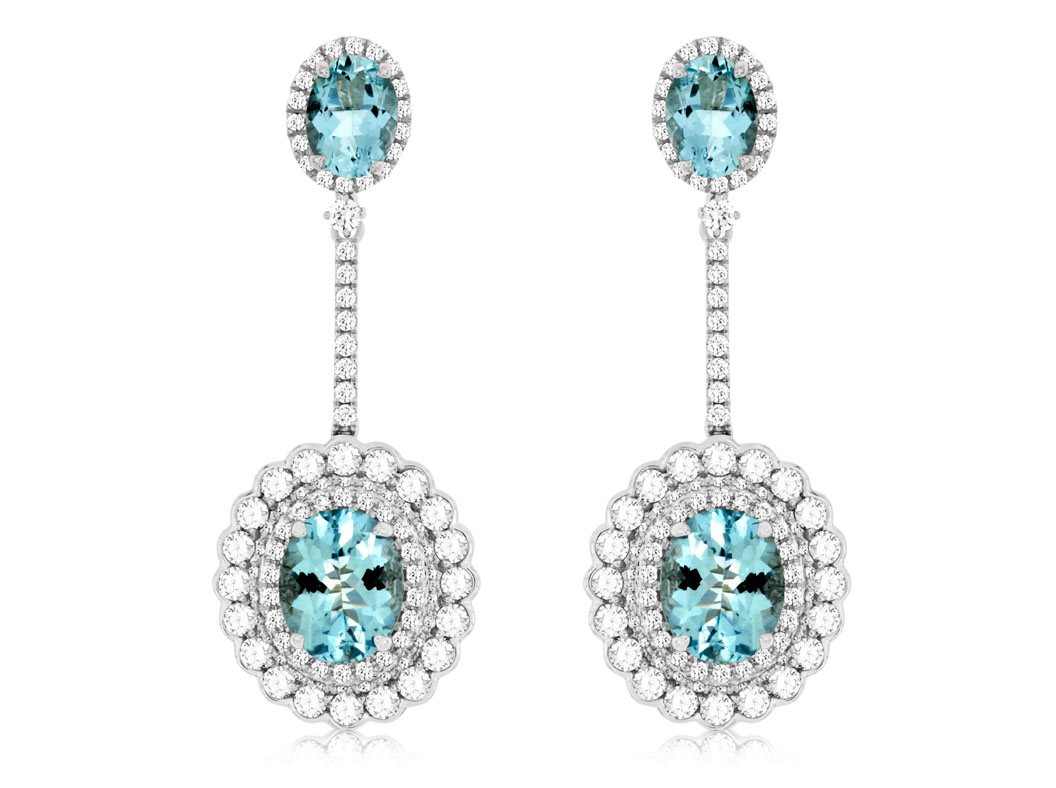 AQUAMARINE & DIAMOND EARRING