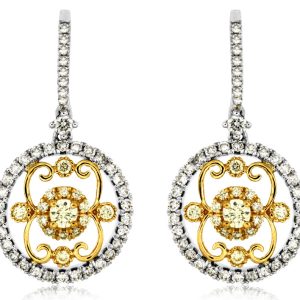 YELLOW DIA & DIAMOND EARRING