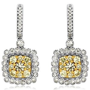 YELLOW DIA & DIAMOND EARRING