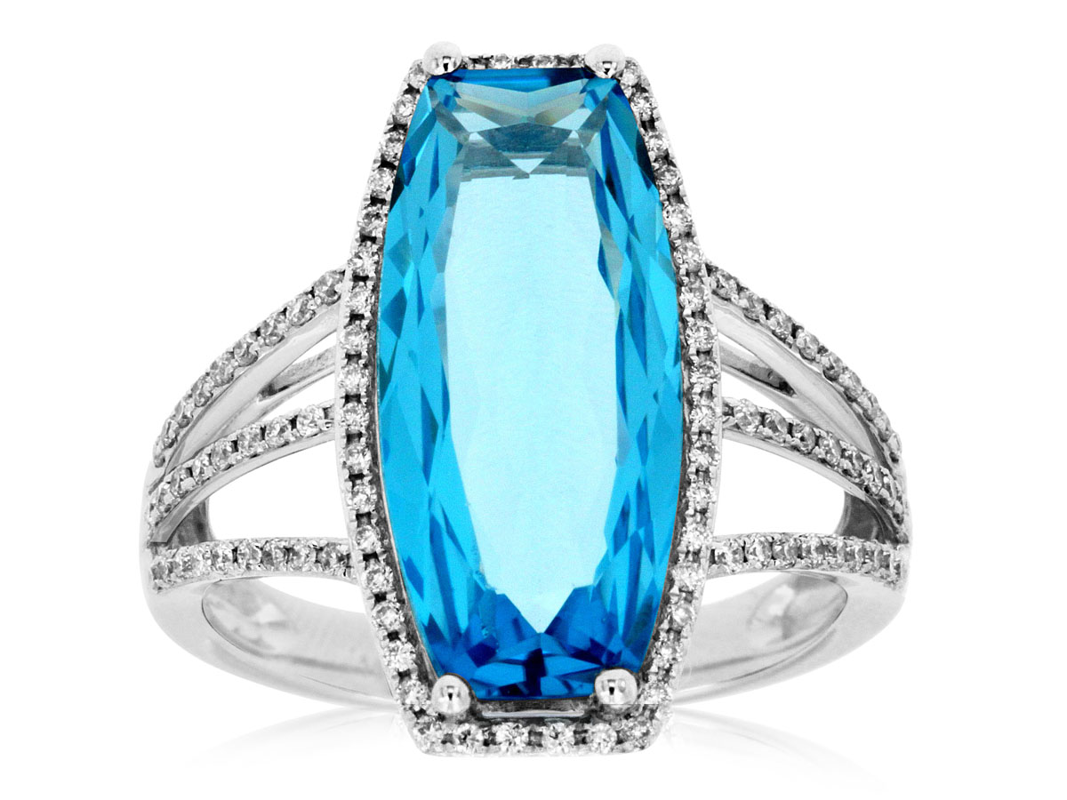 BLUE TOPAZ & DIAMOND RING