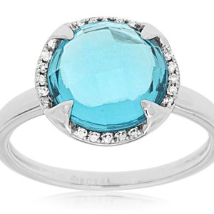 BLUE TOPAZ & DIAMOND RING