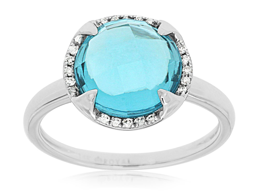 BLUE TOPAZ & DIAMOND RING