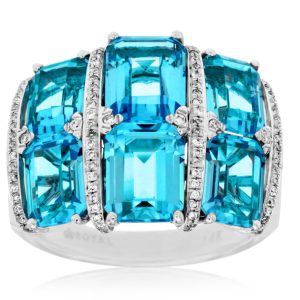 BLUE TOPAZ & DIAMOND RING