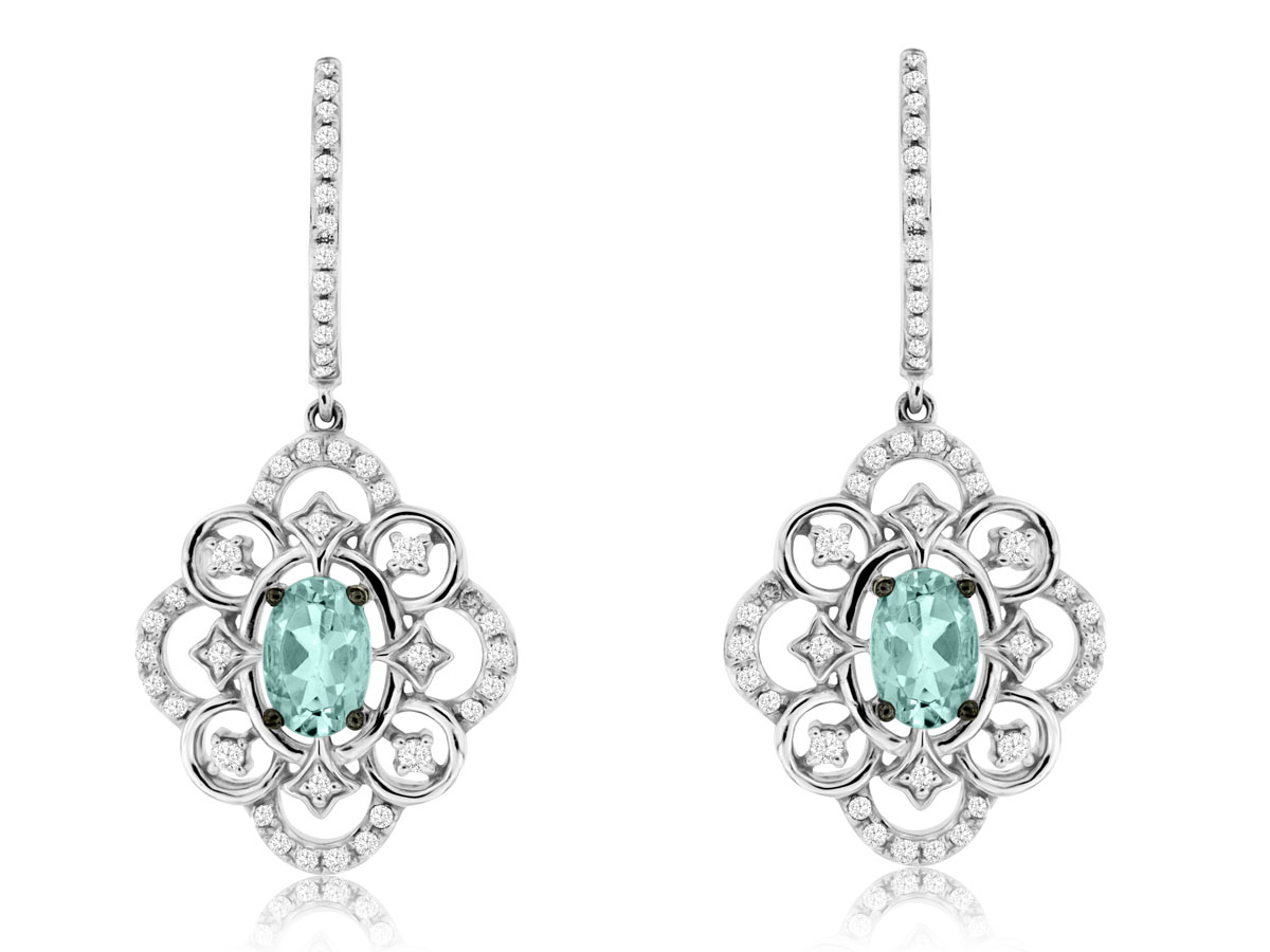 AQUAMARINE & DIAMOND EARRING