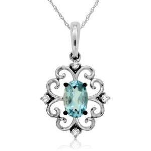 AQUAMARINE & DIAMOND PENDANT