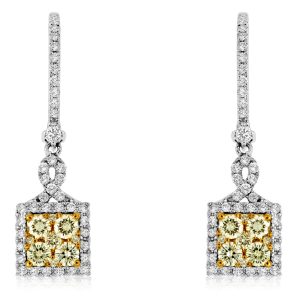 YELLOW DIA & DIAMOND EARRING
