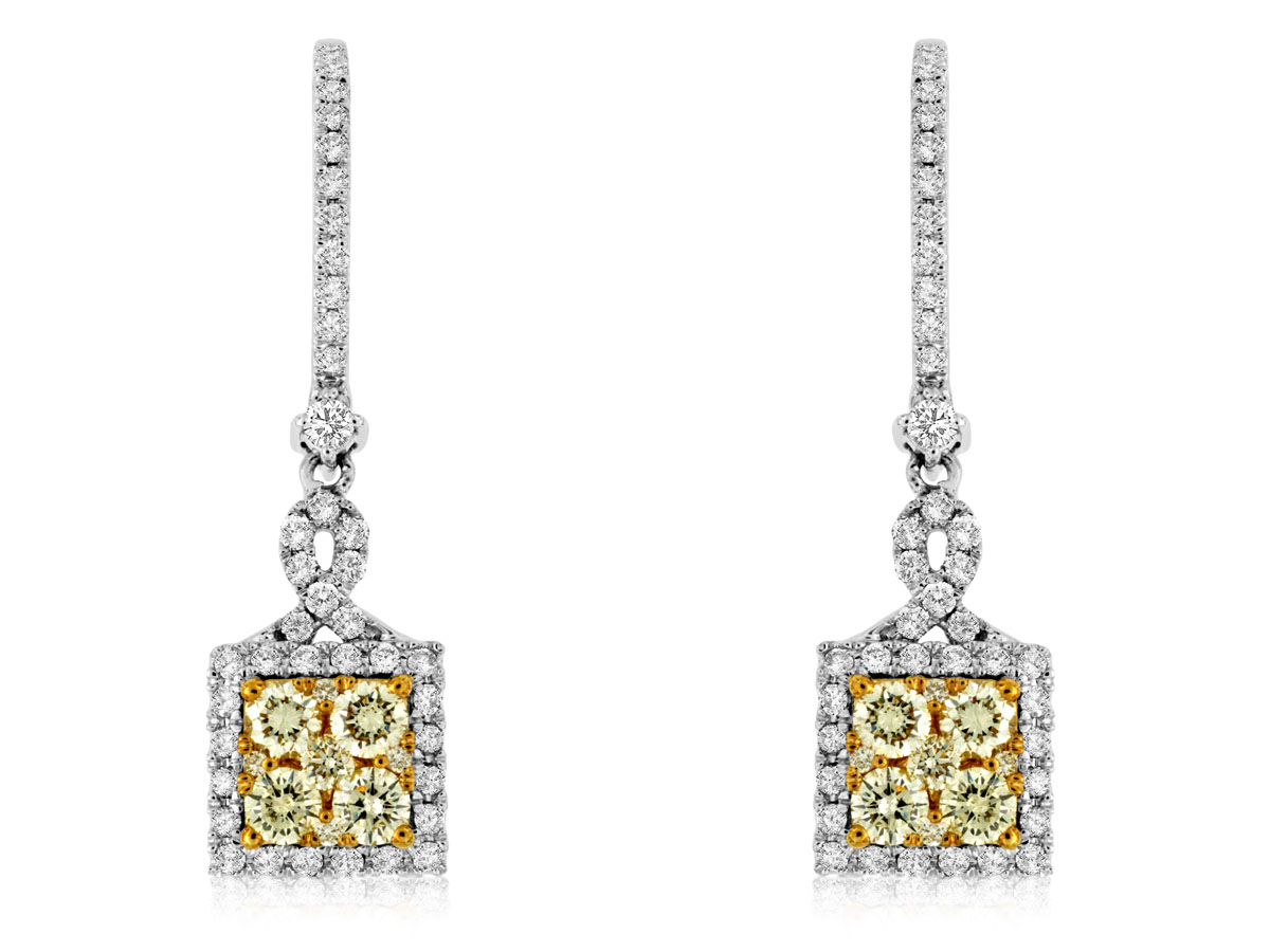 YELLOW DIA & DIAMOND EARRING