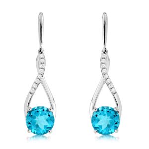 BLUE TOPAZ & DIAMOND EARRING