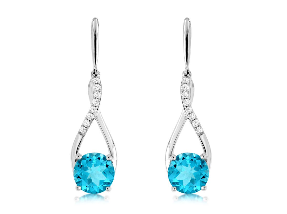 BLUE TOPAZ & DIAMOND EARRING
