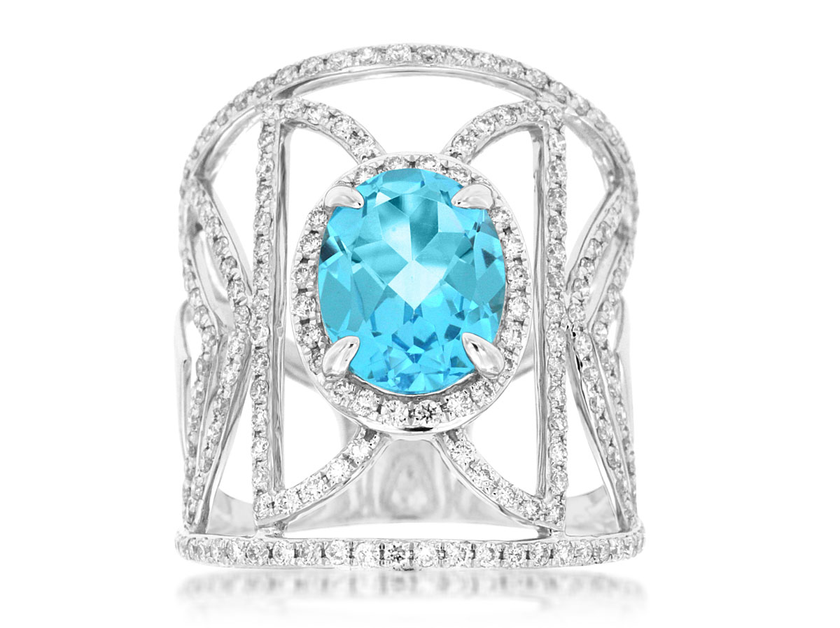 BLUE TOPAZ & DIAMOND RING