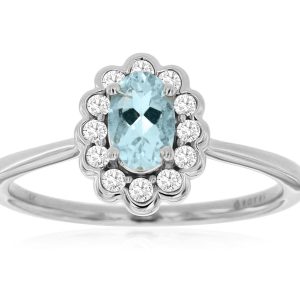 AQUAMARINE & DIAMOND RING
