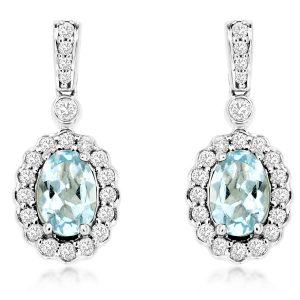 AQUAMARINE & DIAMOND EARRING