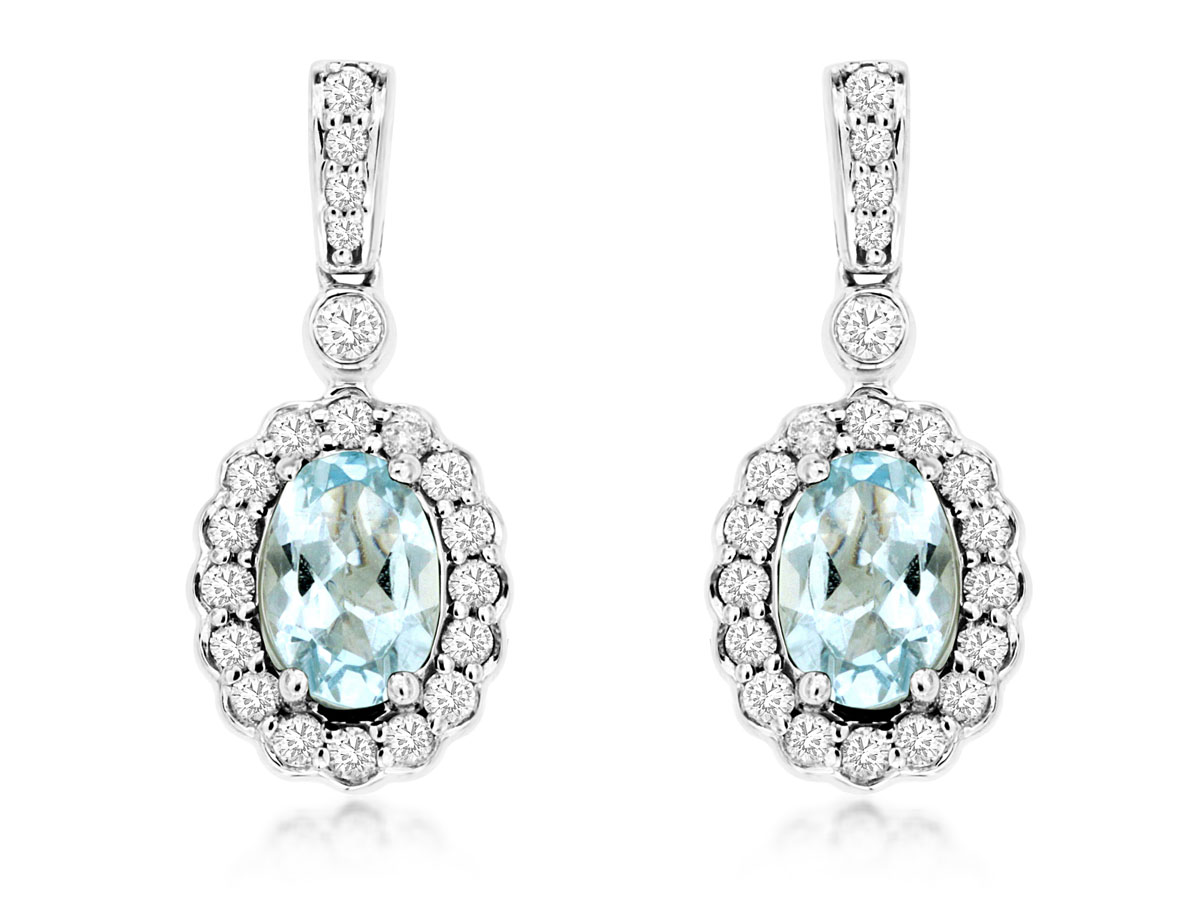 AQUAMARINE & DIAMOND EARRING