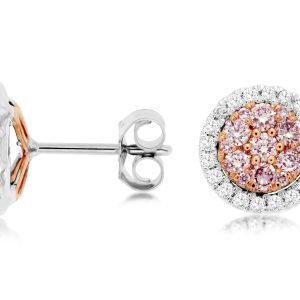 WHITE & PINK DIAMOND EARRING