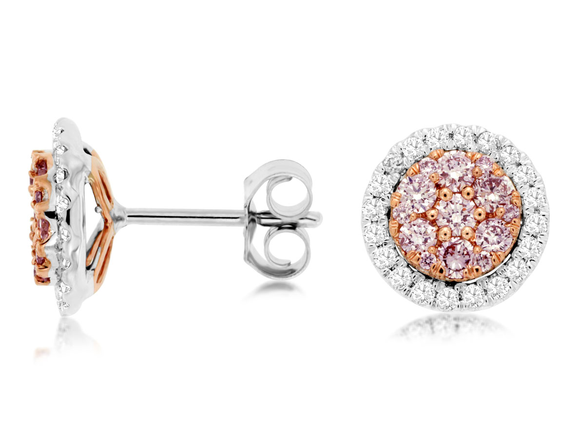 WHITE & PINK DIAMOND EARRING