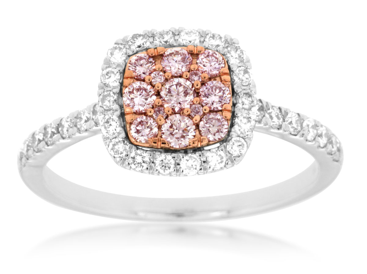 WHITE & PINK DIAMOND RING