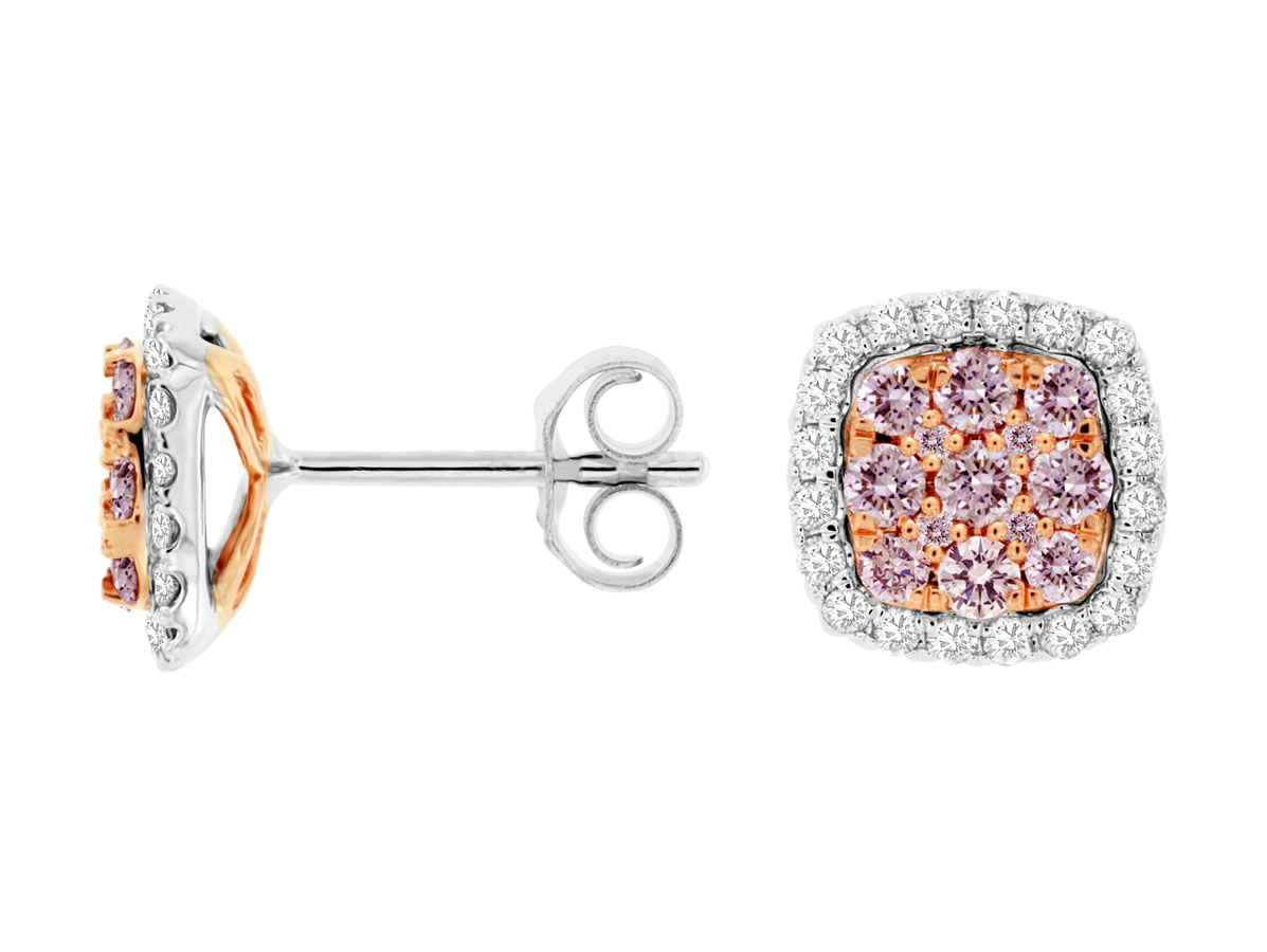 WHITE & PINK DIAMOND EARRING