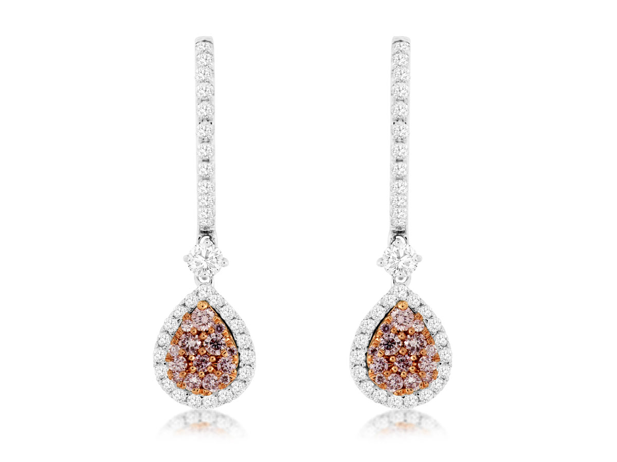 WHITE & PINK DIAMOND EARRING