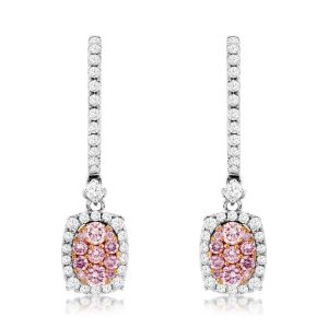 WHITE & PINK DIAMOND EARRING
