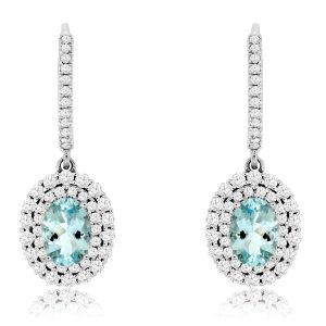 AQUAMARINE & DIAMOND EARRING