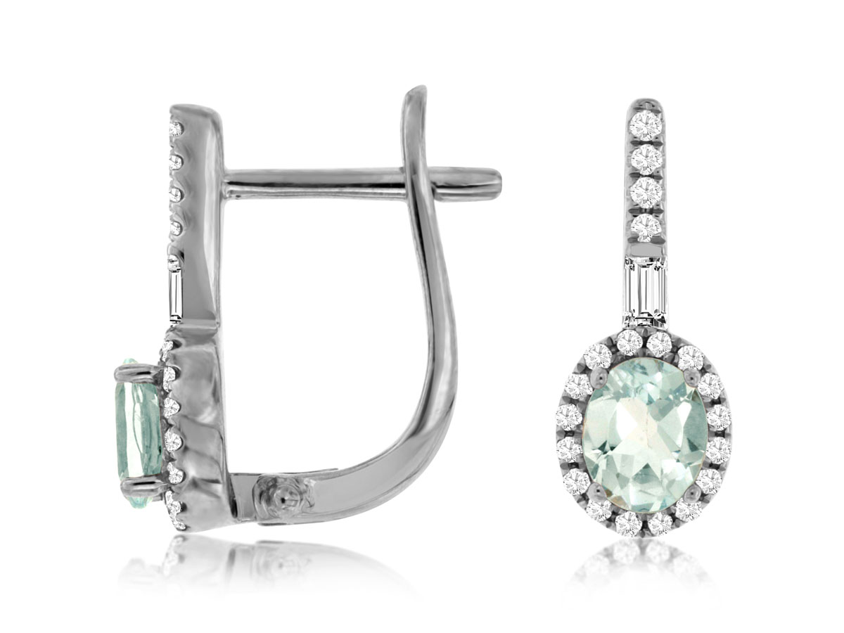 AQUAMARINE & DIAMOND EARRING