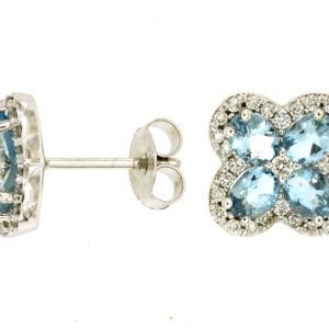 AQUAMARINE & DIAMOND EARRING