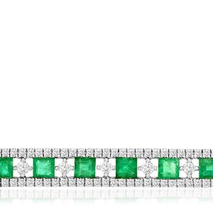EMERALD & DIAMOND BAR NECKLACE