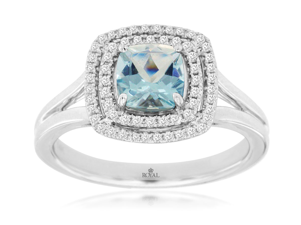 AQUAMARINE & DIAMOND RING