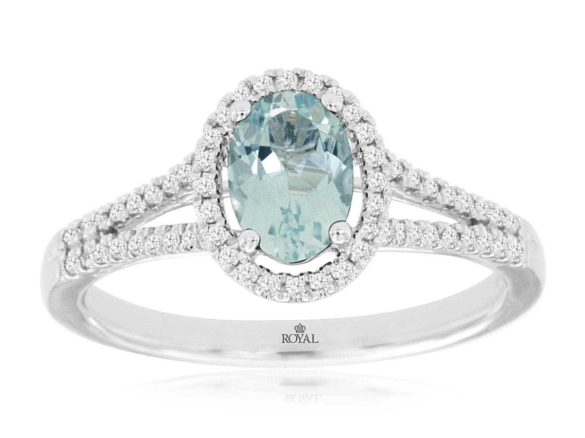 AQUAMARINE & DIAMOND RING