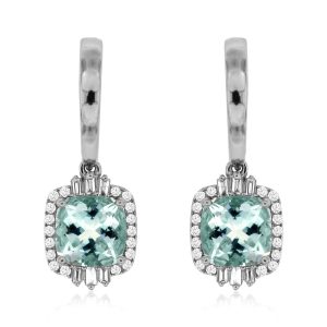 AQUAMARINE & DIAMOND EARRING