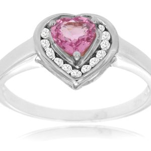 PINK SAPP & DIA HEART RING