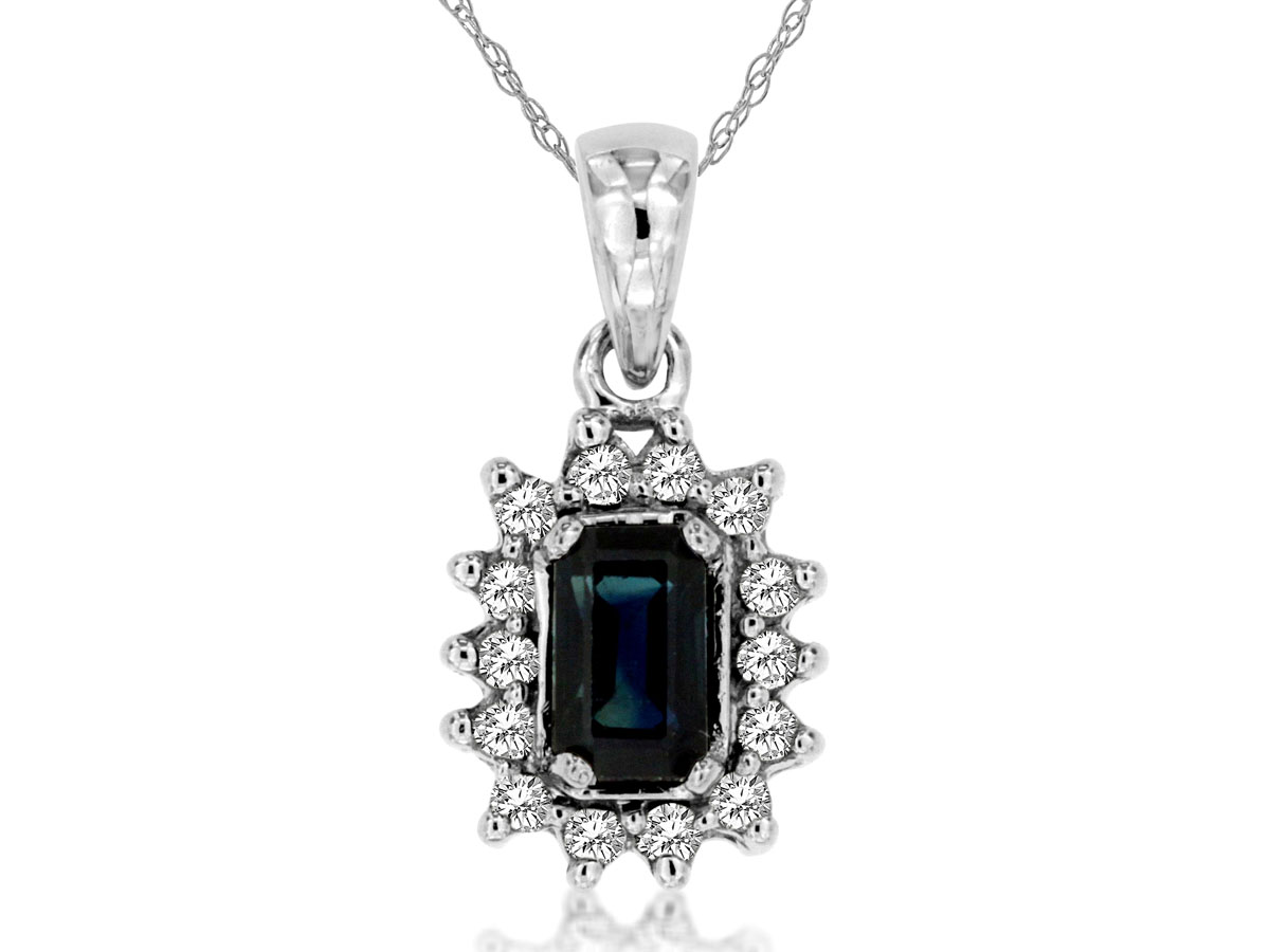SAPPHIRE & DIAMOND PENDANT(W.G