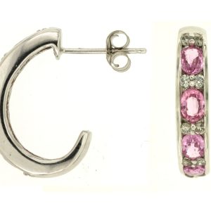 DIAMOND &PINK SAPPHIRE EARRING