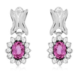 DIAMOND &PINK SAPPHIRE EARRING