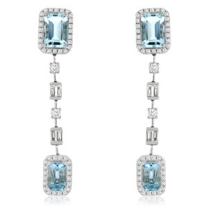AQUAMARINE & DIAMOND EARRING