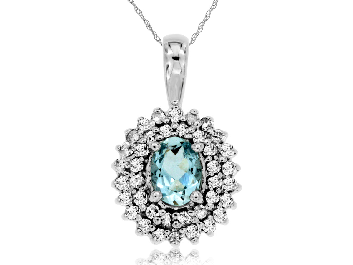 AQUAMARINE & DIAMOND PENDANT