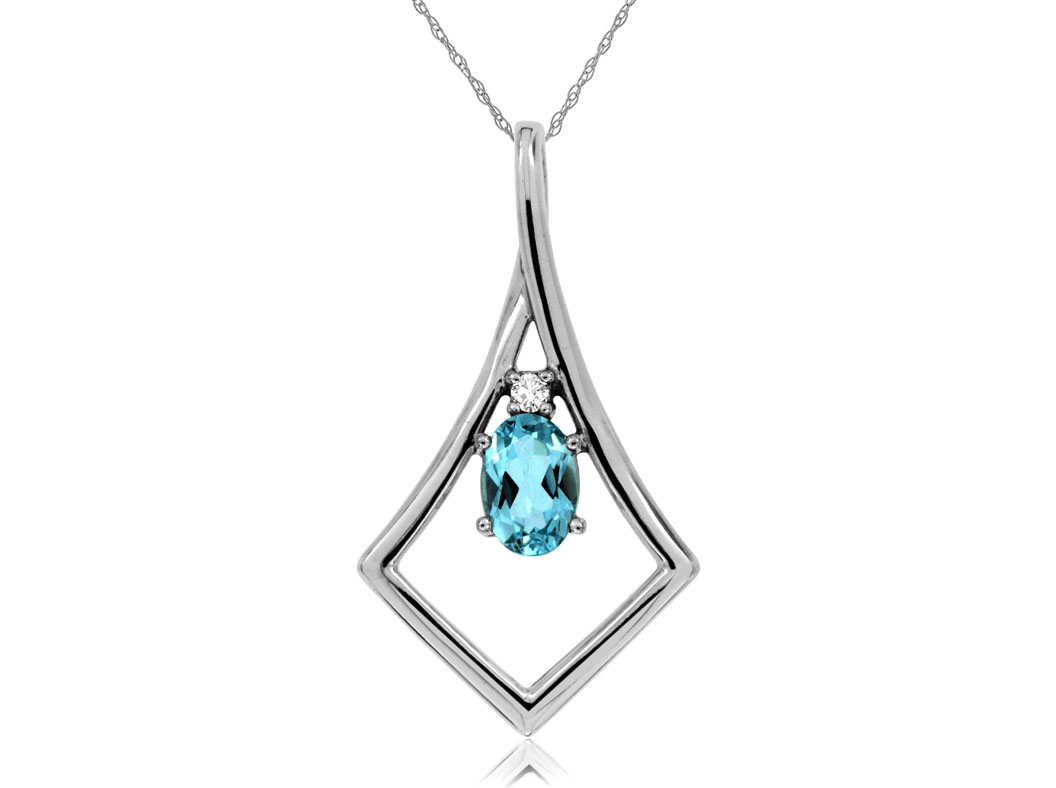 AQUAMARINE & DIAMOND PENDANT