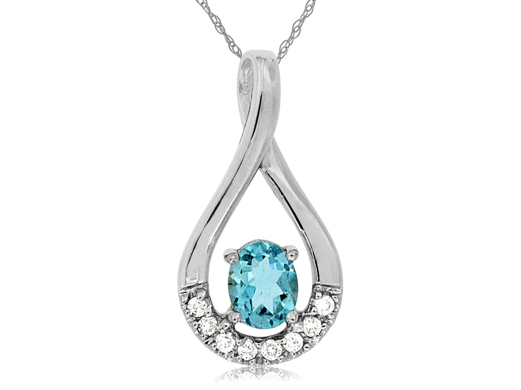 AQUAMARINE & DIAMOND PENDANT
