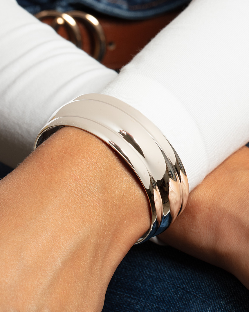 Silver Bold Ribbed Cuff