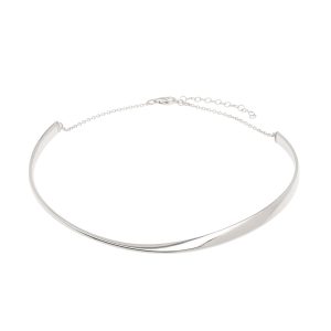 Silver Sculpted Collar Necklace