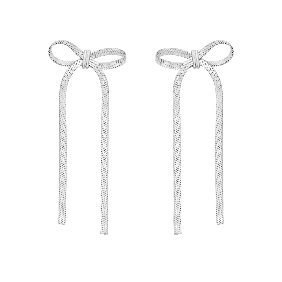 Silver Snake Chain Bow Earrings